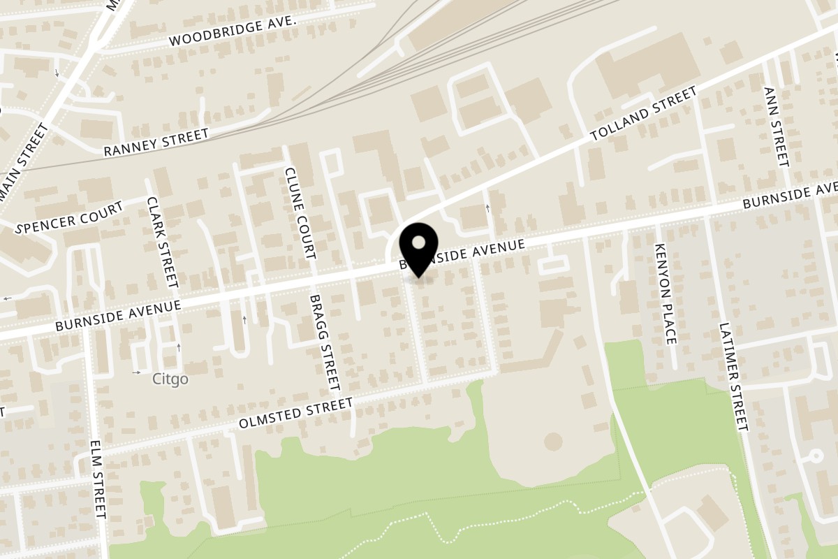 Map showing the location of Big Brothers Deli on 155 Burnside Ave #1 in East Hartford